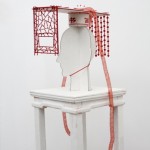 Hats for the Contemporary Literati: Hat for Cutting Thru Delusion (True/False), calligrapher's felt, wire and glass, 63 x 15 x 12 cm, 2012
