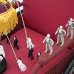 Ji Wenyu and Zhu Weibing, Thoughts on Reading ‘Emperor Taizong Receiving the Tibetan Envoy', stainless steel, wheelchair, and cloth, 103 x 69 x 105 cm,  2011