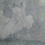 Still Lifes: Wild Ducks and Swans Arrive Frankfurt, ink, watercolor, mineral pigment, tea water, gold powder, xuan paper, 356 x 33 cm, 2012