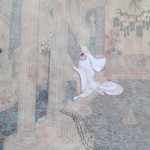 What is Revealed by the Tide No. 1, ink, watercolor, mineral pigment, tea water, gold powder, xuan paper, 520 x 33 cm, 2012