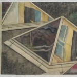 Untitled Bar and the Abandoned Garden of Commerzbank,pencil,ink,water color on xuan paper,scroll painting on xuan paper, 390x33cm,2011