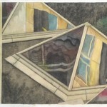 Wang Taocheng, Untitled (Bar and the Abandoned Garden of Commerzbank), pencil, ink, water color on xuan paper, 390 x 33cm, 2011  
