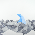 陈熹, 蓝色的波浪, 铅笔和墨在, Fabriano 纸上, 50x 70 cm, 2010