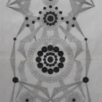 Lore Vanelslande, Us 1, mixed media on old paper, 138 x 46cm, 2010