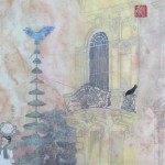 What is Revealed by the Tide No.1, ink, watercolor, mineral pigment, tea water, gold powder, xuan paper, 520 x 33 cm, 2012