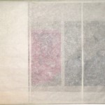 Portrait Practice, Op.01, "A Glimmer of Light the Eye: is it snow, is it a Plum Blossom," acrylic, mineral pigment, tea, pencil, A4 paper, rice paper, 65x31cm, 2011, (Phillip Zach)