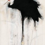 Wei Qingji, “Red-crowned Crane,” ink and mixed media on rice paper，180× 95cm，2011