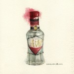 Zhang Hao Renowned Spirits No.2,  watercolor and pencil on paper, 15.5cm x 17.5, 2012