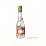 张灏, 名酒 五, 纸上水彩与彩色铅笔, 17.5x17.5 cm, 2012
