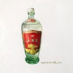 张灏, 名酒 八, 纸上水彩与彩色铅笔, 17.5x17.5 cm, 2012